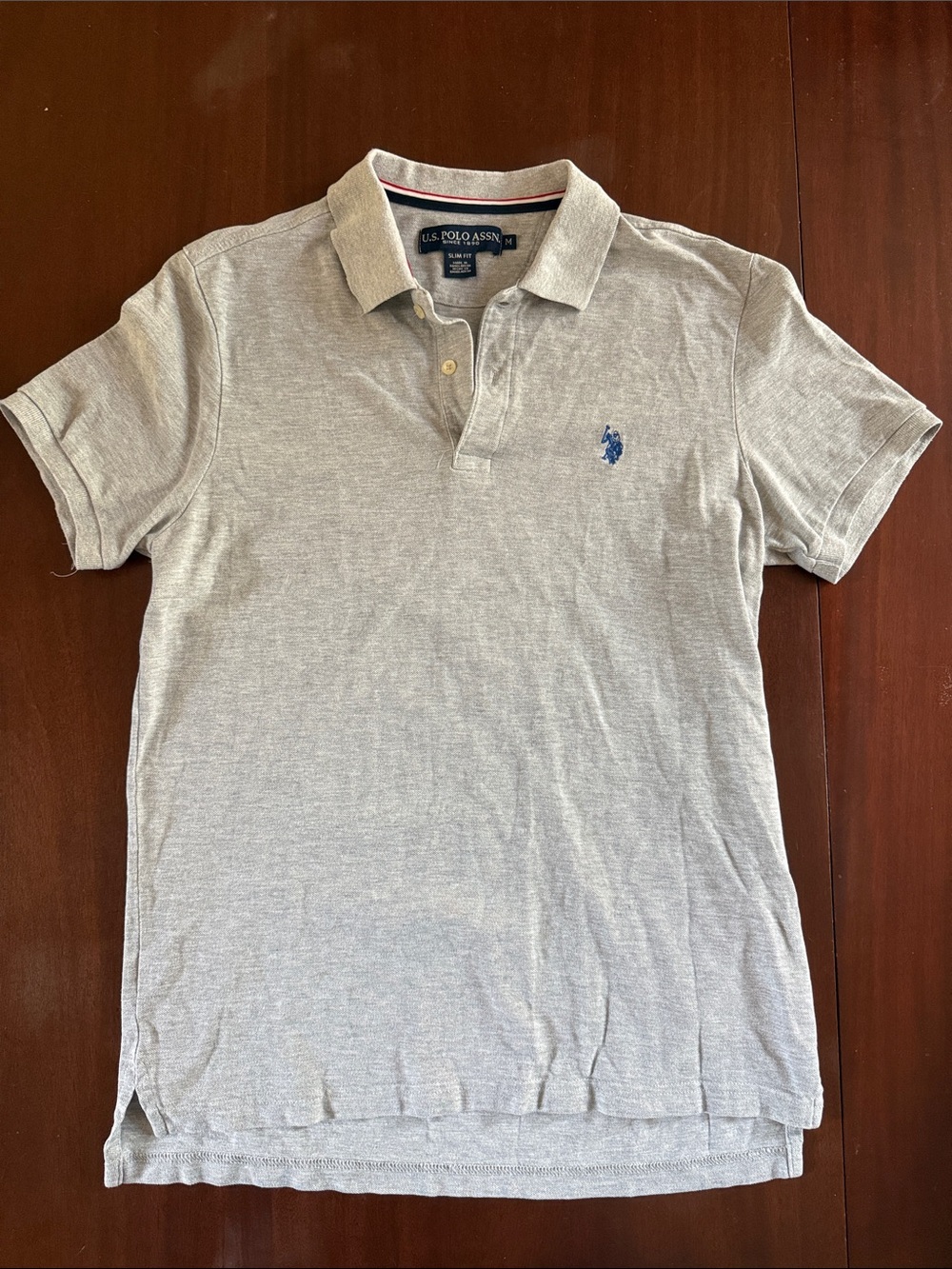 U.S. Polo Assn. Light Gray Polo with Blue Logo